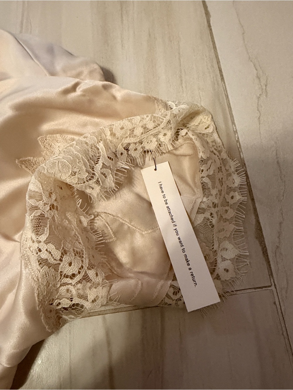 Reformation Almond Satin Shorts with Lace Trim - Picture 5 of 6